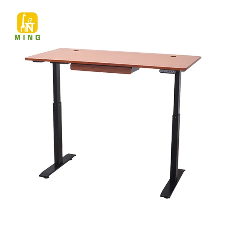 Executive Wooden Height Adjustable office Desk Ergonomic Computer Standing Desk Table Dual Motor Standing Desk Frame With Drawer
