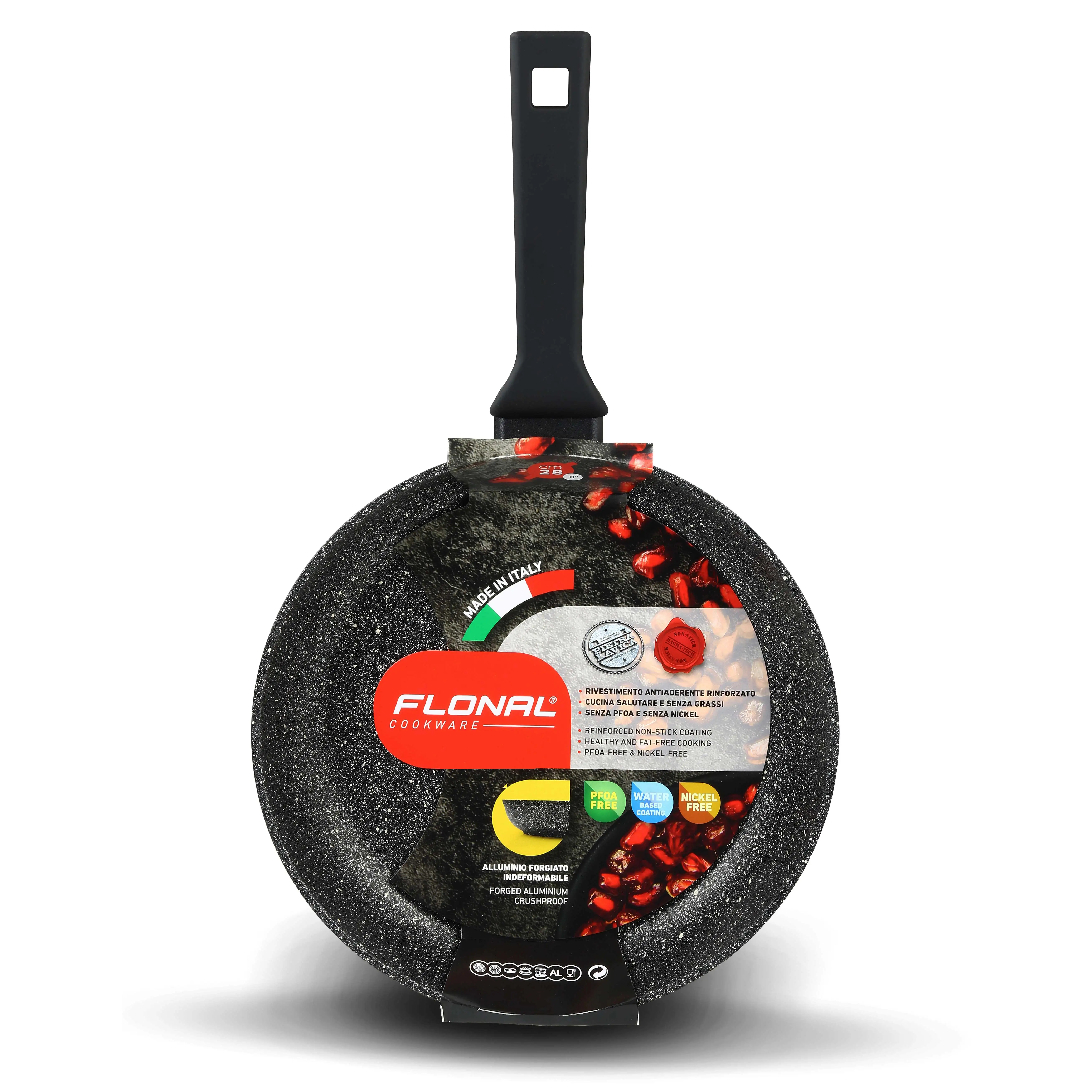 Italian top quality aluminium non stick frying pan with granite effect for induction cooking