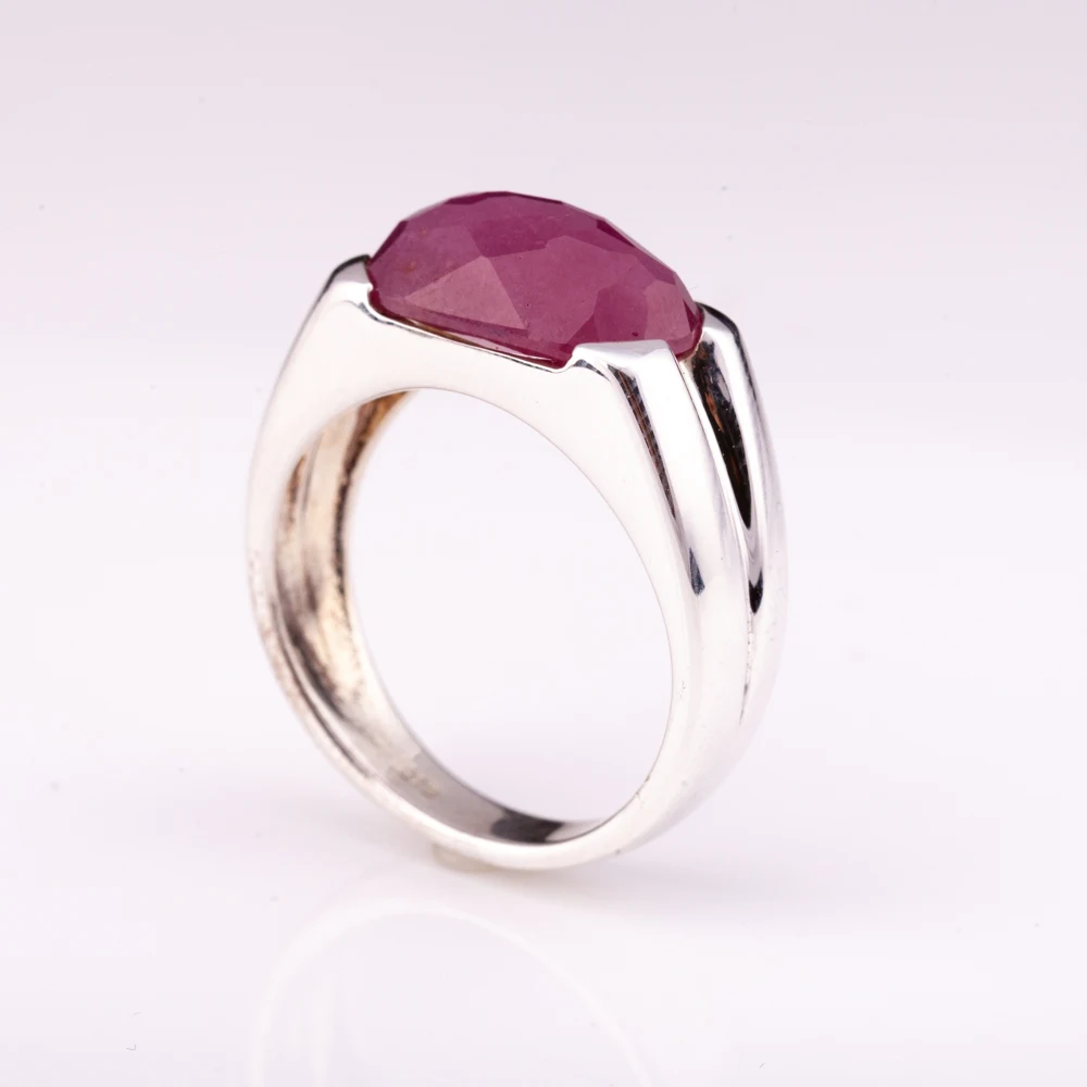 silver 925 ring  rhodium plated and with african ruby natural gemstone factory price  from Thailand Manufacturer