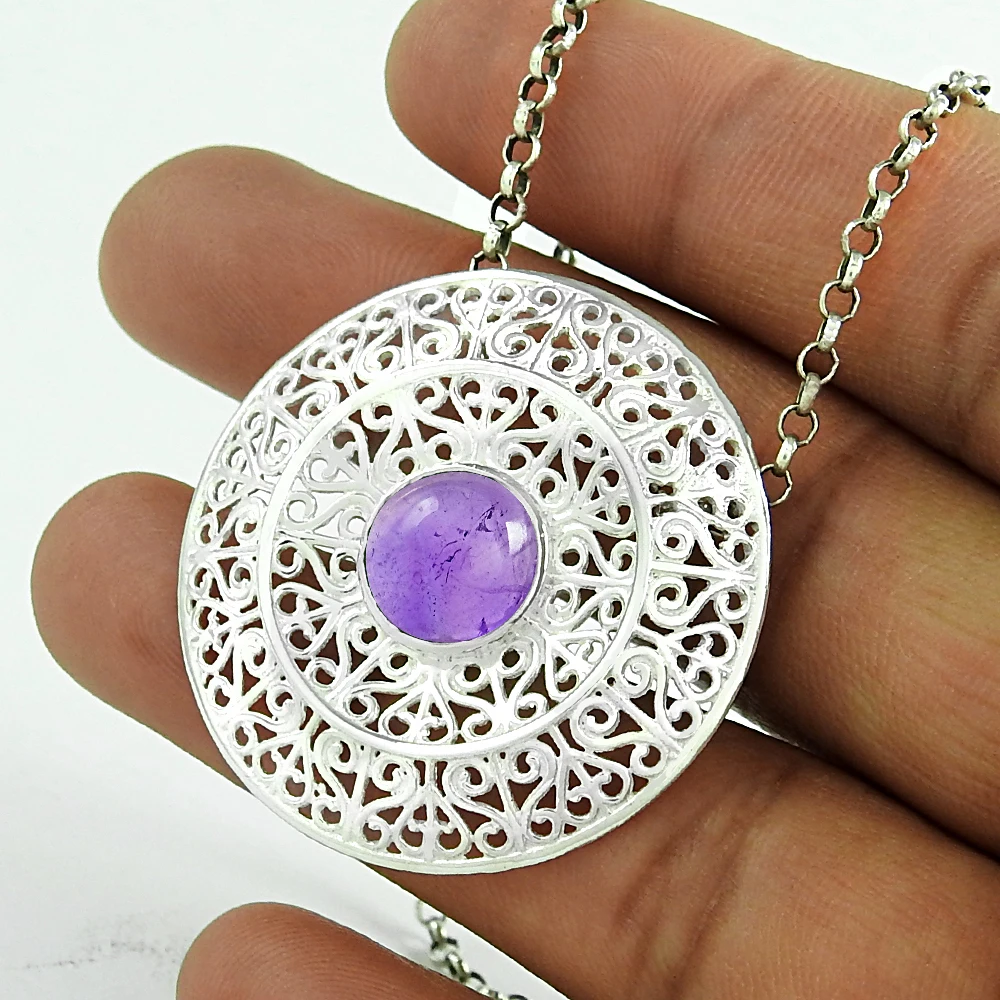 Purple amethyst pendant 925 silver jewelry sterling silver pendant factory direct sale wholesale silver jewelry