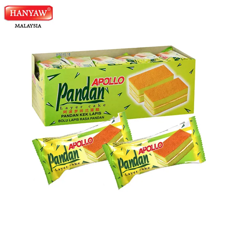  [Малайзия] Быстрая доставка + Halal Сертифицированный Apollo Pandan многослойный торт 3030 (18 г x 24 шт. 12 коробок/картонная