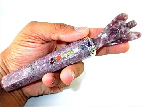  Струйный энергетический лепидолитный Ангел чакра палочка прибл. 6 5 дюймовая Заряженная чистая запрограммированная Чистая Подлинная Бесплатная буклет Je