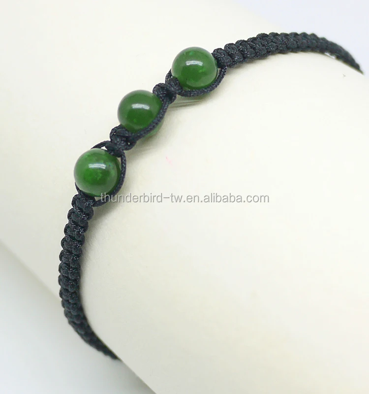 
wholesale kids unisex gemstone nephrite jade beads surf cord bracelet 