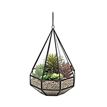 Elegant Decorative Design Wholesale Planted Diamond Hanging Terrarium Glass Globe Hanging Terrarium Handicraft