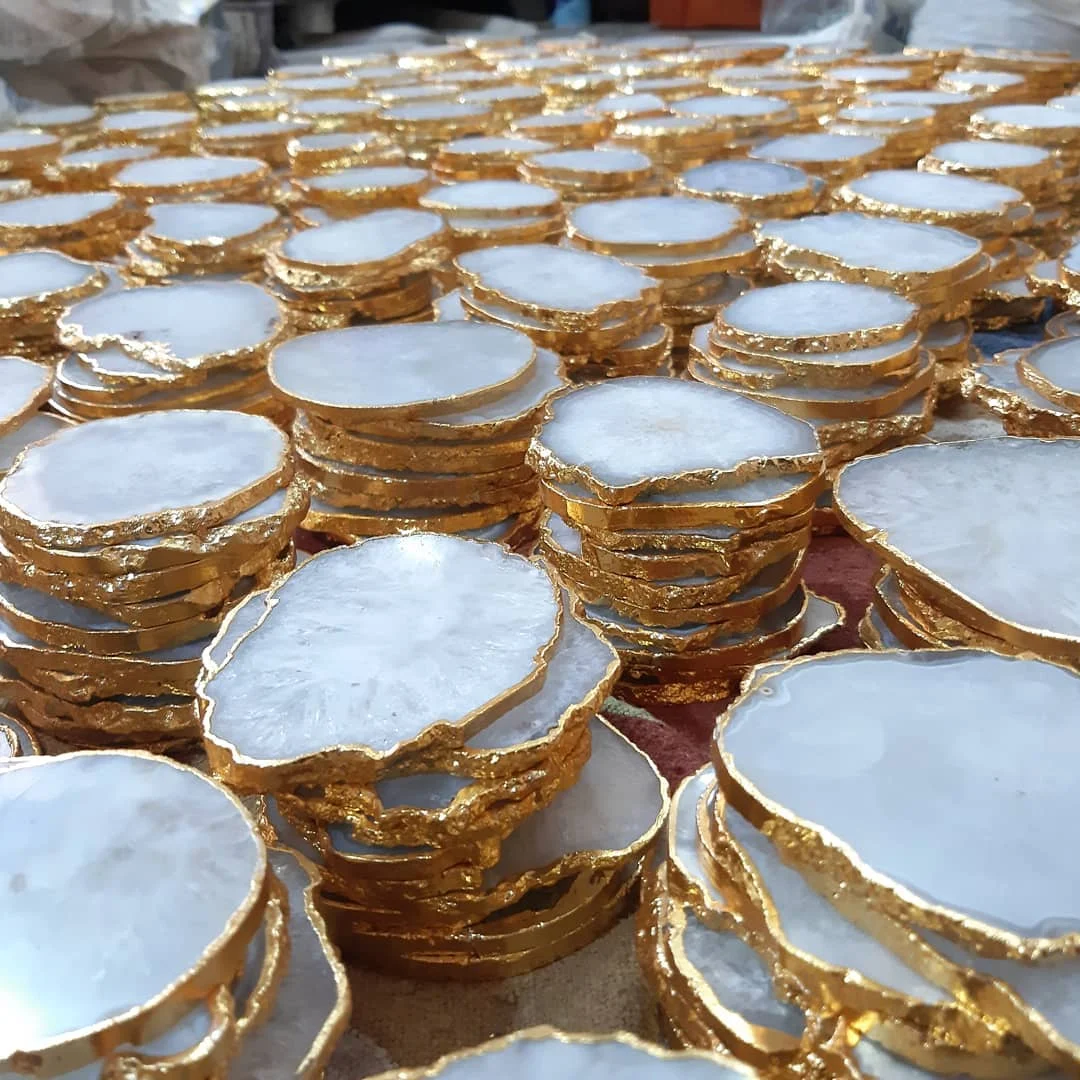 best selling crystal wholesale natural  WHITE AGATE  coaster for healing meditation metaphysical home decor gemstone coaster