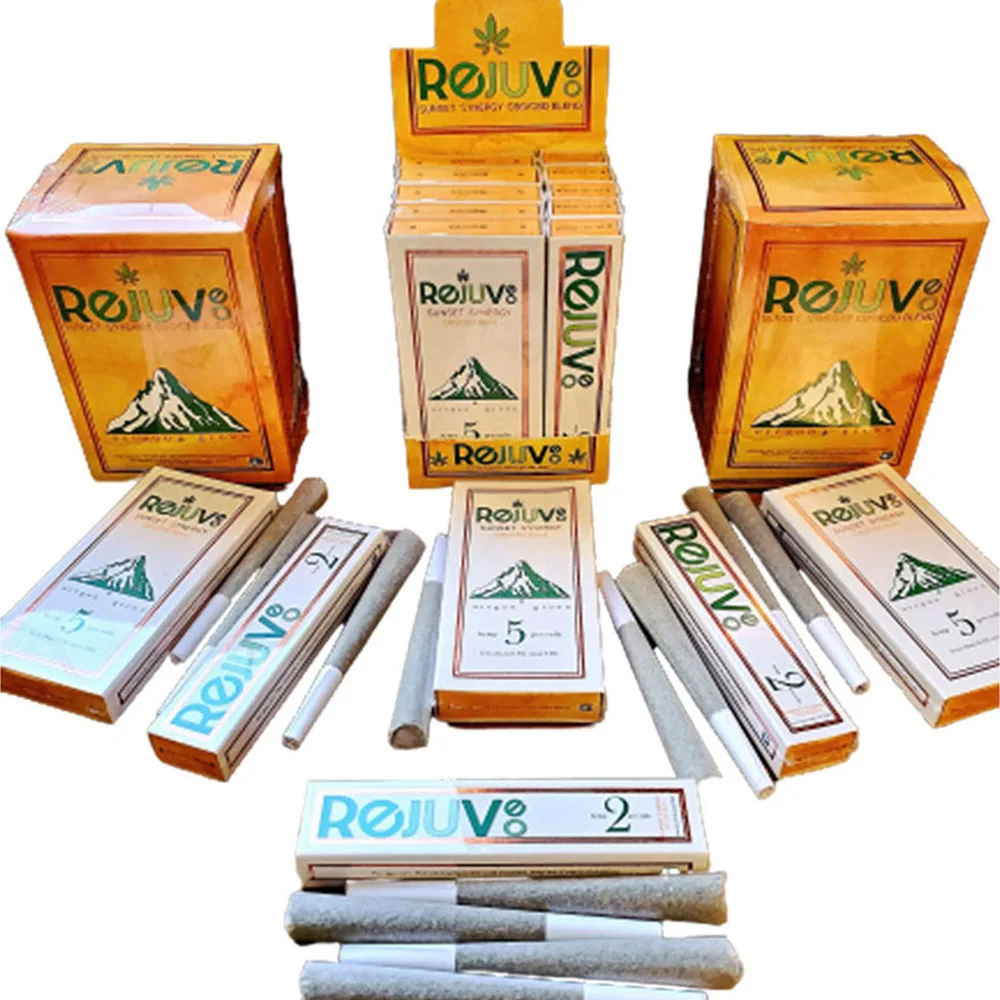 
Rejuveo Private label Pre Rolls Smokable in Master Carton Stores 35 Pre Rolls Made With A CBD And CBG Hemp Flower Blend 