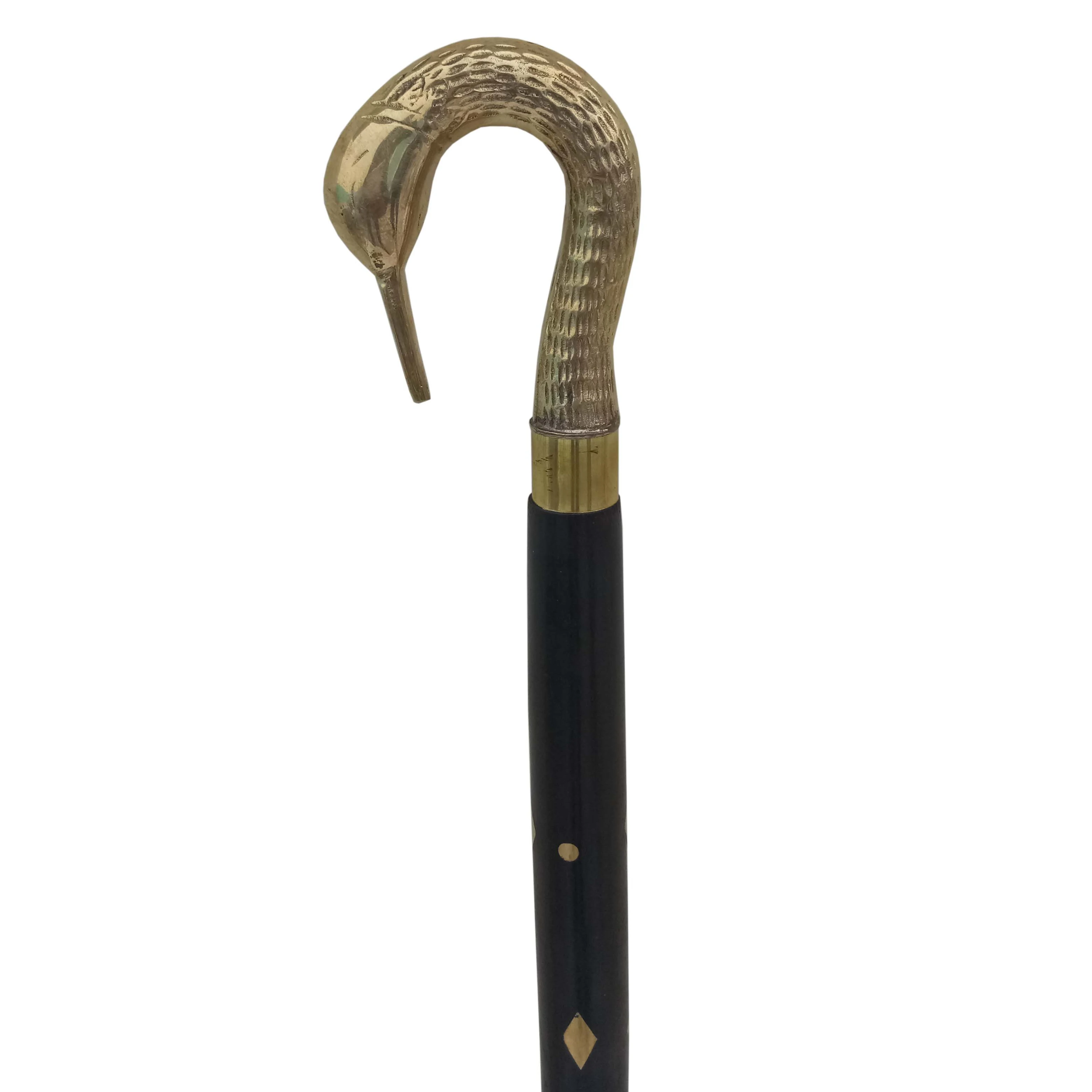 Fold-able Wooden Shaft Nautical Design Black Wooden Walking Stick with Brass Saraus Head Design Handle