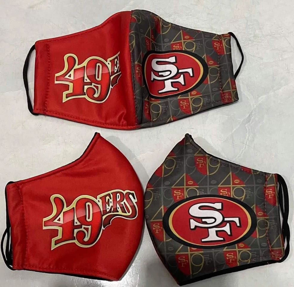 
3D design NFL teams Reusable Printed Facemaskes American football face cover 3 ply with Adjustable Ear Loop 