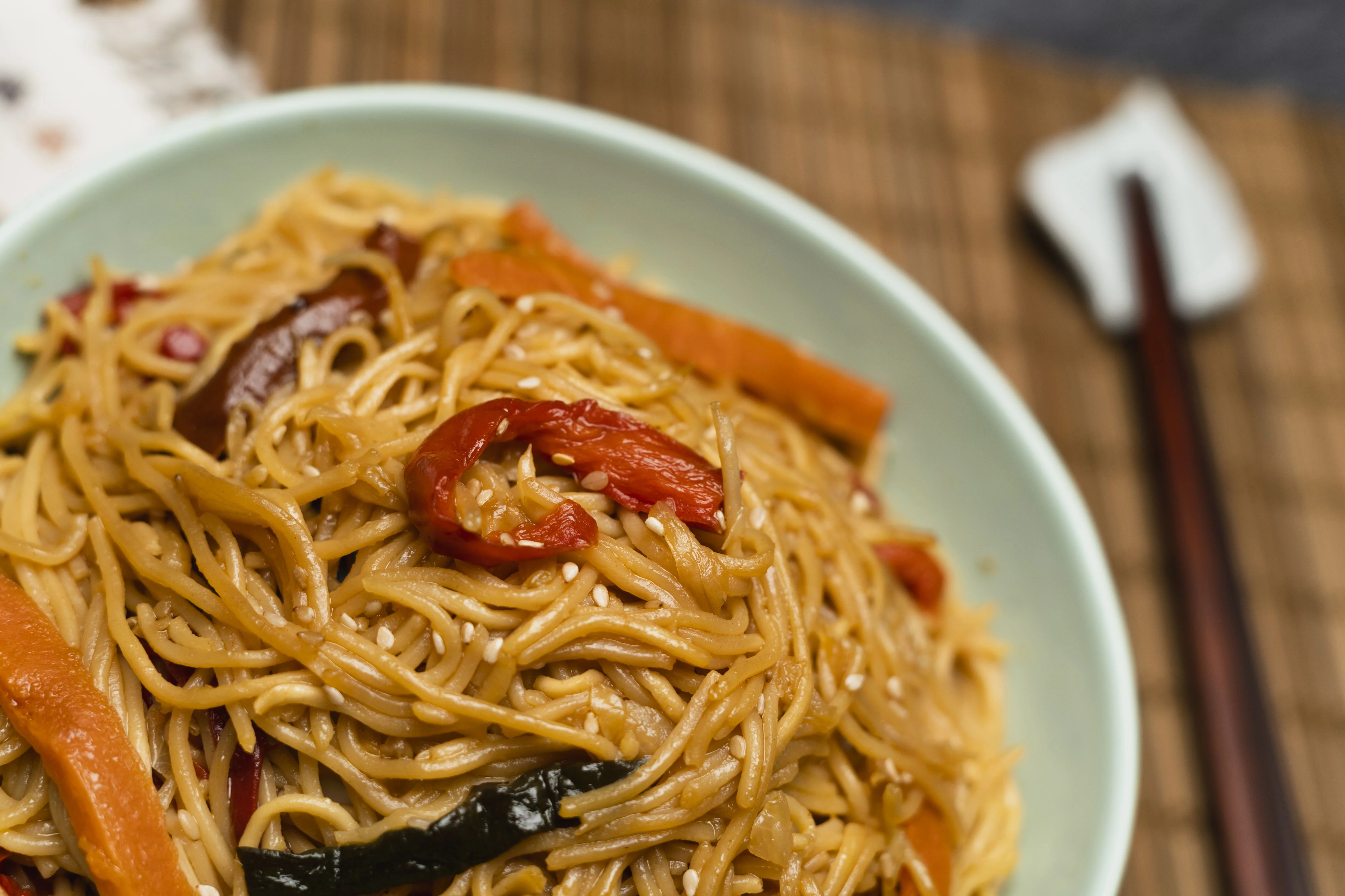 Vegetable Chop Suey/ Red Chicken Curry with sauvage rice/Vegetable Cous Cous made with soya sauce, ready to eat, chilled.