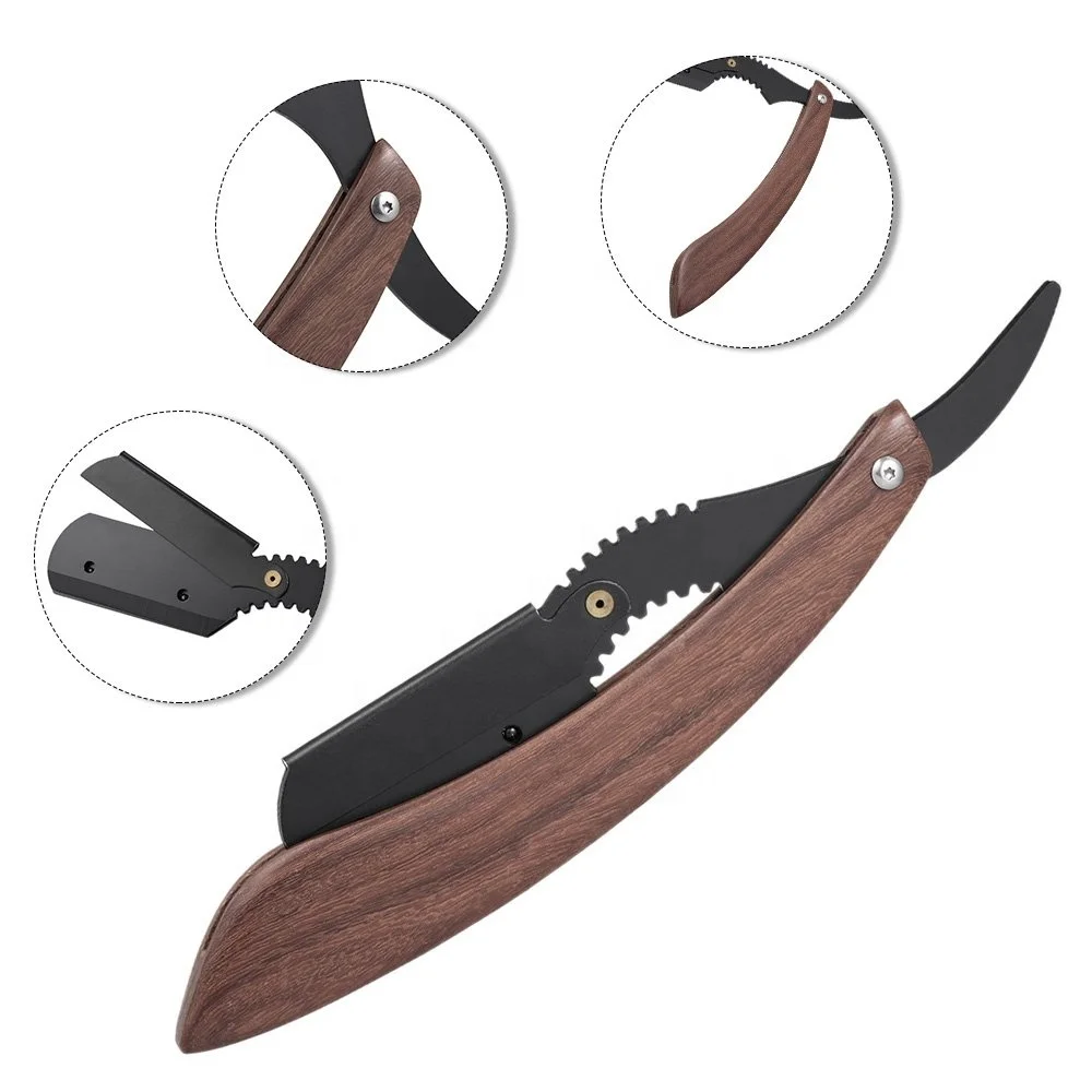 New Stylish Straight Razor for Men, Professional Rose Wooden Handle with Polished Blade Barber Razor Straight Edge Single Blade