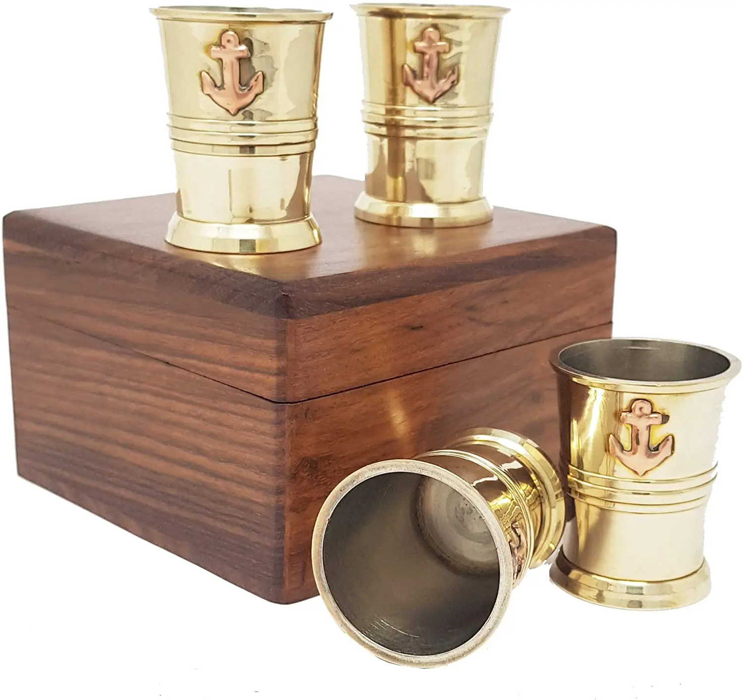 Nautical shot glass set of 2 with wooden box mini tankard short glass nautical cocktail glasses set of 2 with wood box