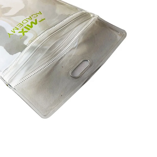 Customized Clear Plastic PVC Silk Printing Logo One Touch Card Holder with Zipper