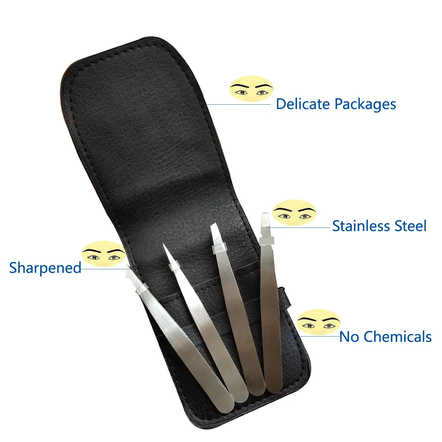 Tweezers Set 4 Piece Professional Stainless Steel Tweezers Best Precision Tweezers for Facial & Ingrown Hairs Splinter