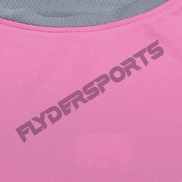 Women Pink and grey solid yoga T shirt round neck and long sleeves PANELS DESIGNS custom logo and block colors shirt women