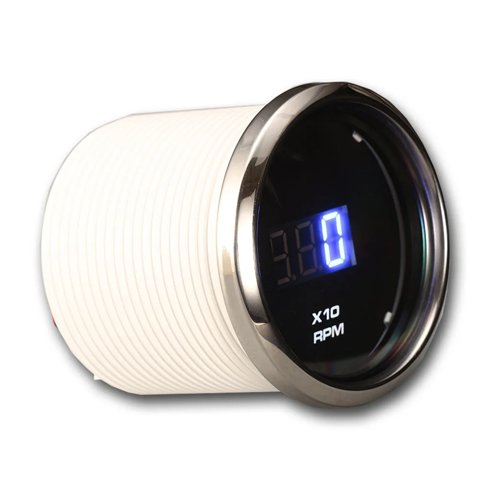 52mm black face blue LED digital waterproof tachometer for car