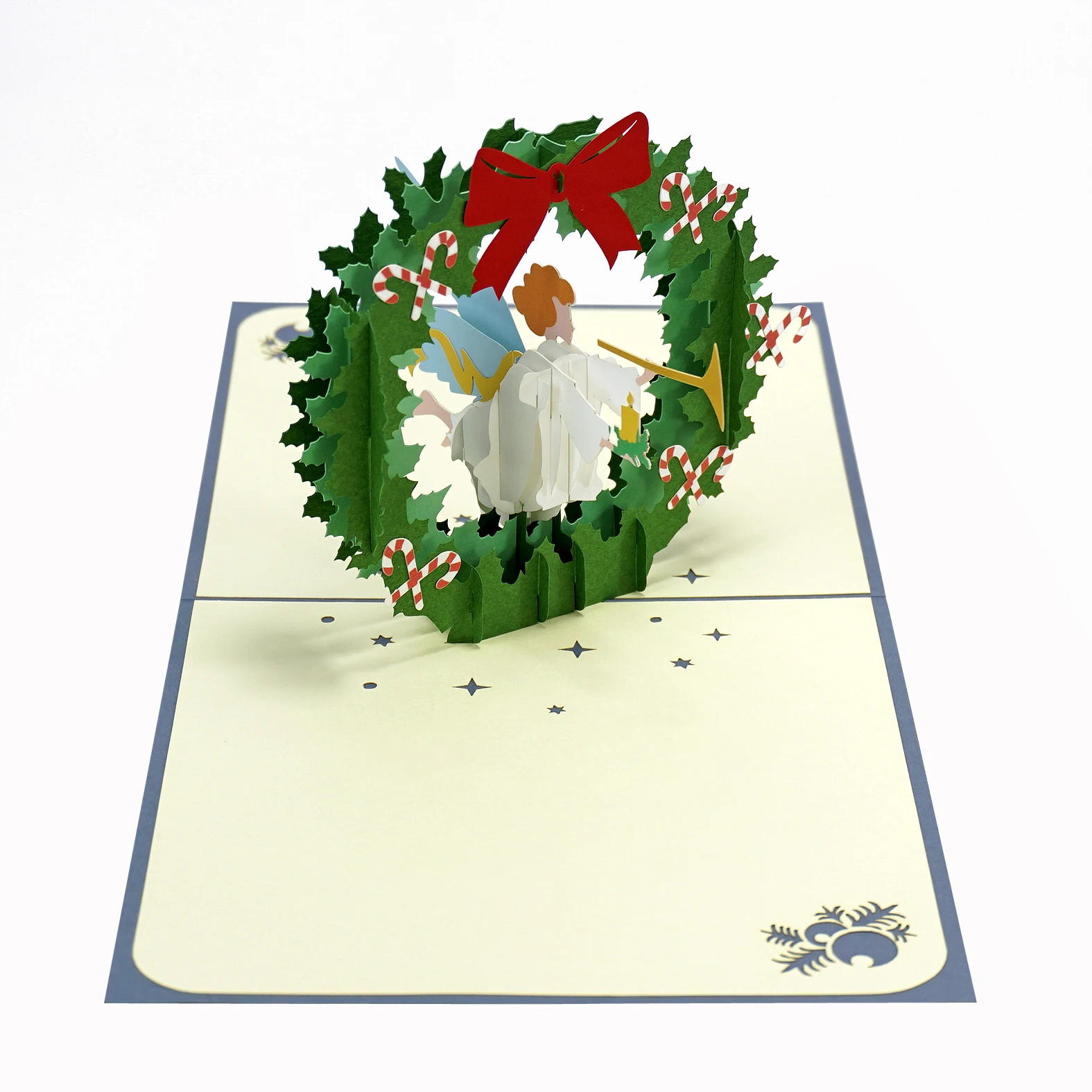 Good Price Vietnam Manufacturer Round Circle With White Fairy Christmas Greeting Cards Handmade Wholesale