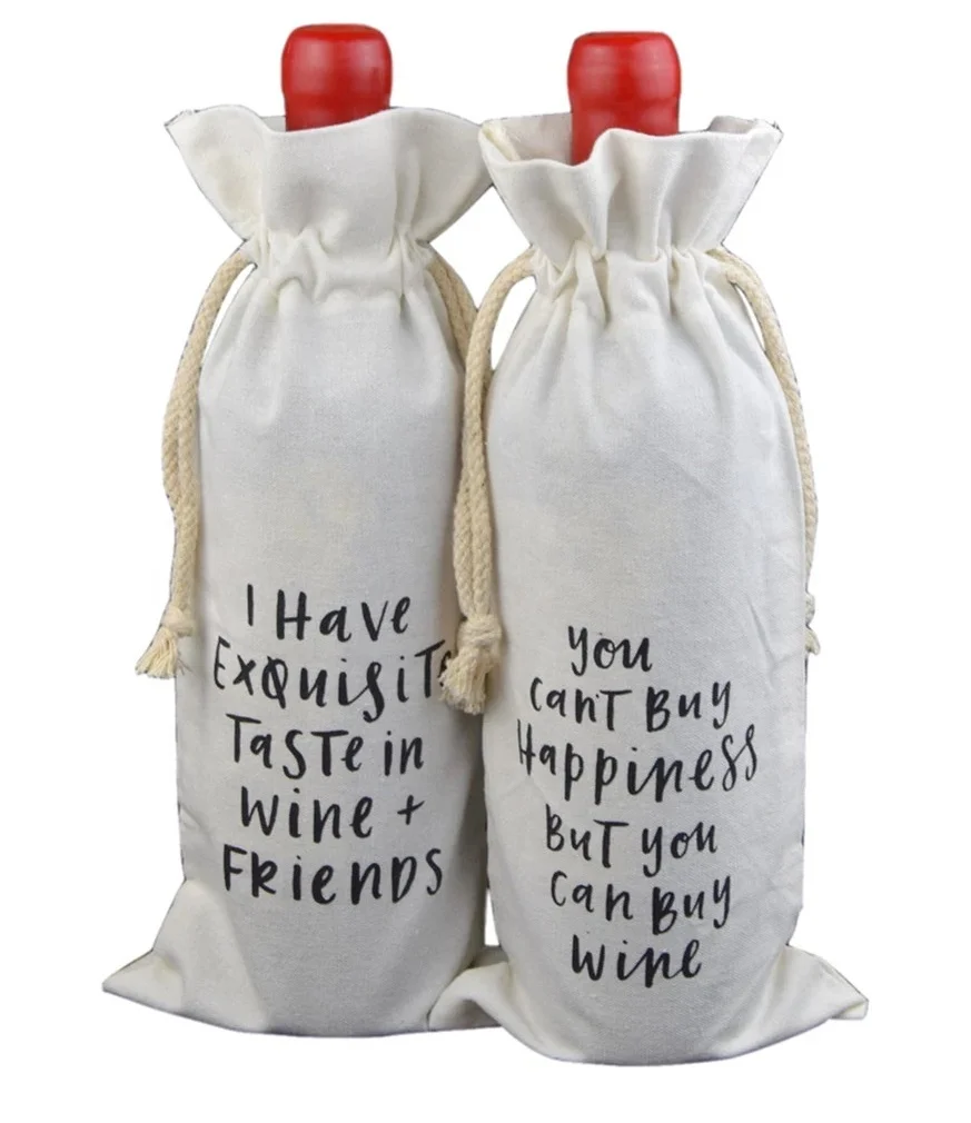 Natural jute wine bag Burlap bottle drawstring bag Promotional Jute Bag