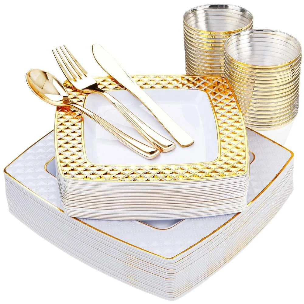 150pcs Best Price Formal Faience Disposable Plastic Dinnerware sets