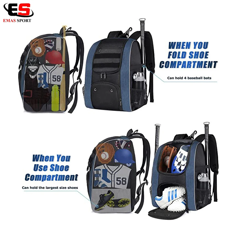 OEM Baseball Backpack Lightweight Softball Bag With Shoes Compartment for Youth Boys Men Large Capacity Baseball Bags for Adult