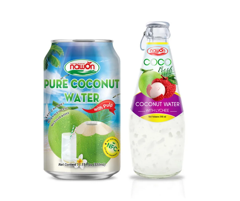 Wholesale Coconut Tender Water Vietnam Glass Bottle 290ml Mango Flavor Fresh Natural 100% Pure Healthy No Sugar OEM