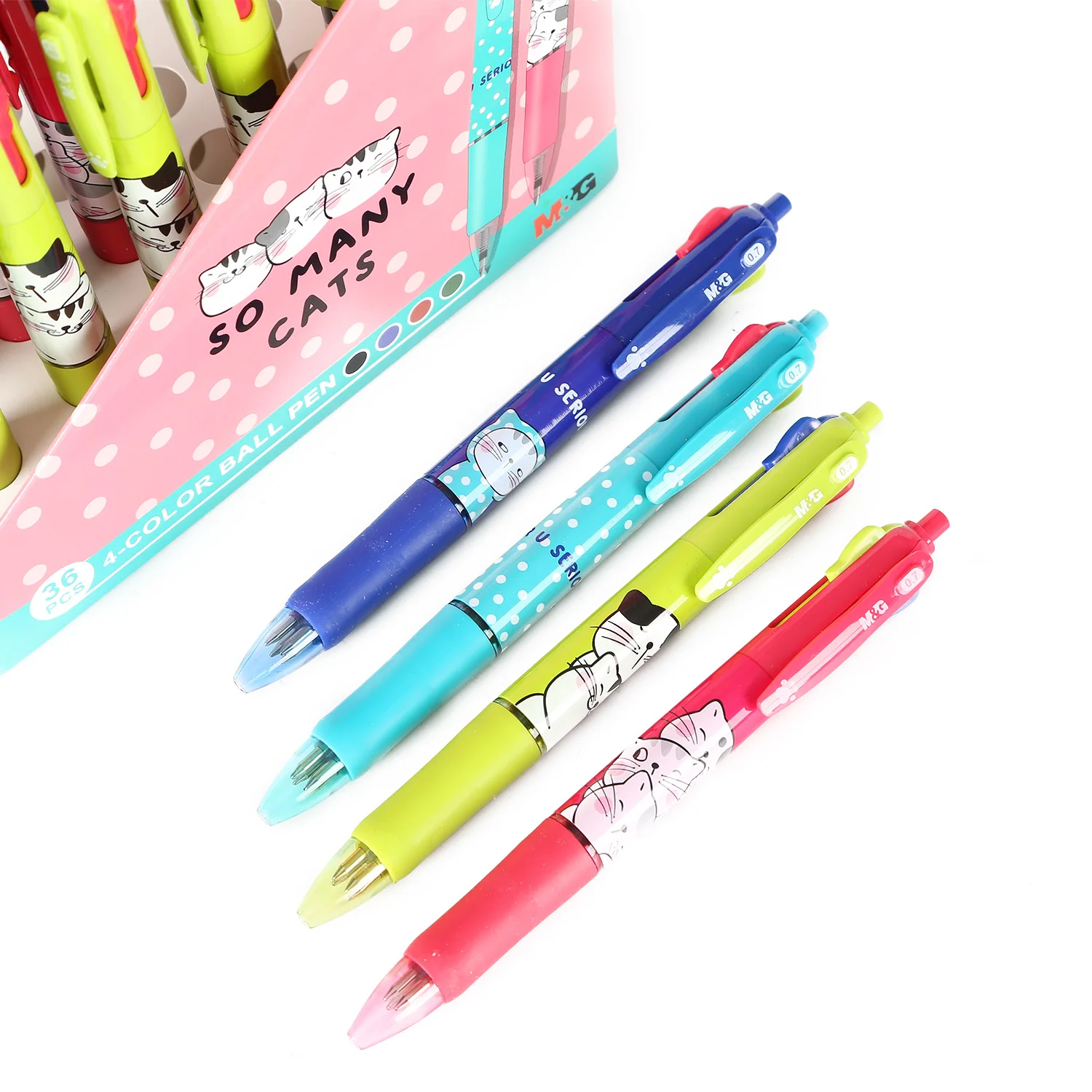 Cute Animal Cartoon Multifunction Ballpoint Pens 4 Colors in 1 Ball Pen 0.7 mm Plastic Pens Ballpoint Custom Logo