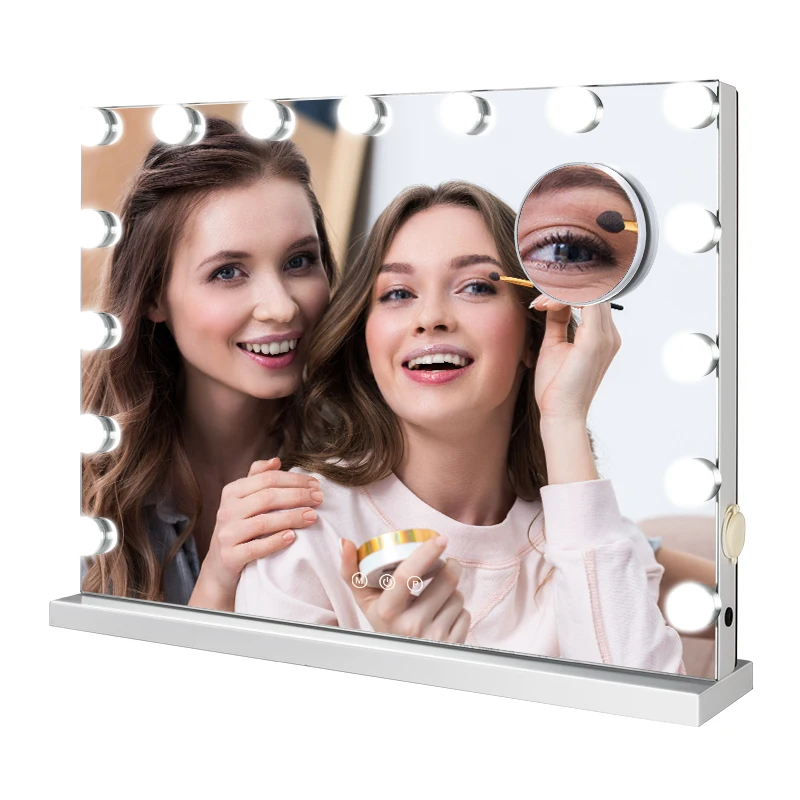 Производители макияжа, 15 лампочек, настольное зеркало для туалетного столика, голливудское зеркало для макияжа со светодиодной подсветкой Gmm2010
