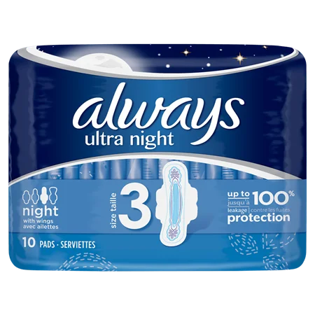 
Always Ultra Night Sanitary Pads 10pck 