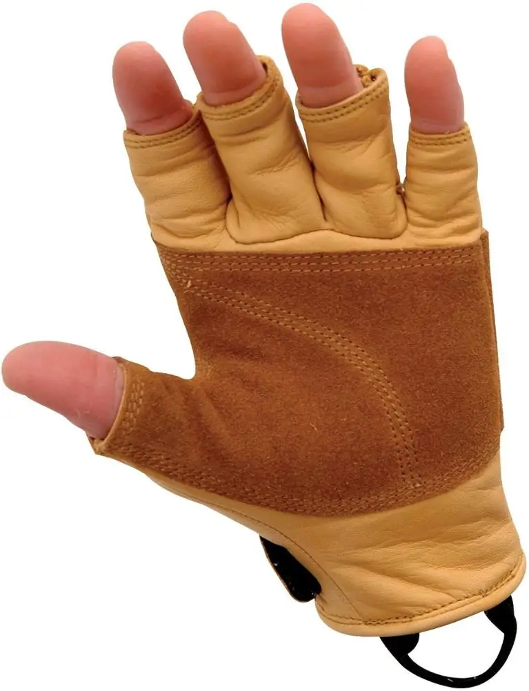 Cowhide Leather Finger Less Climbing Glove