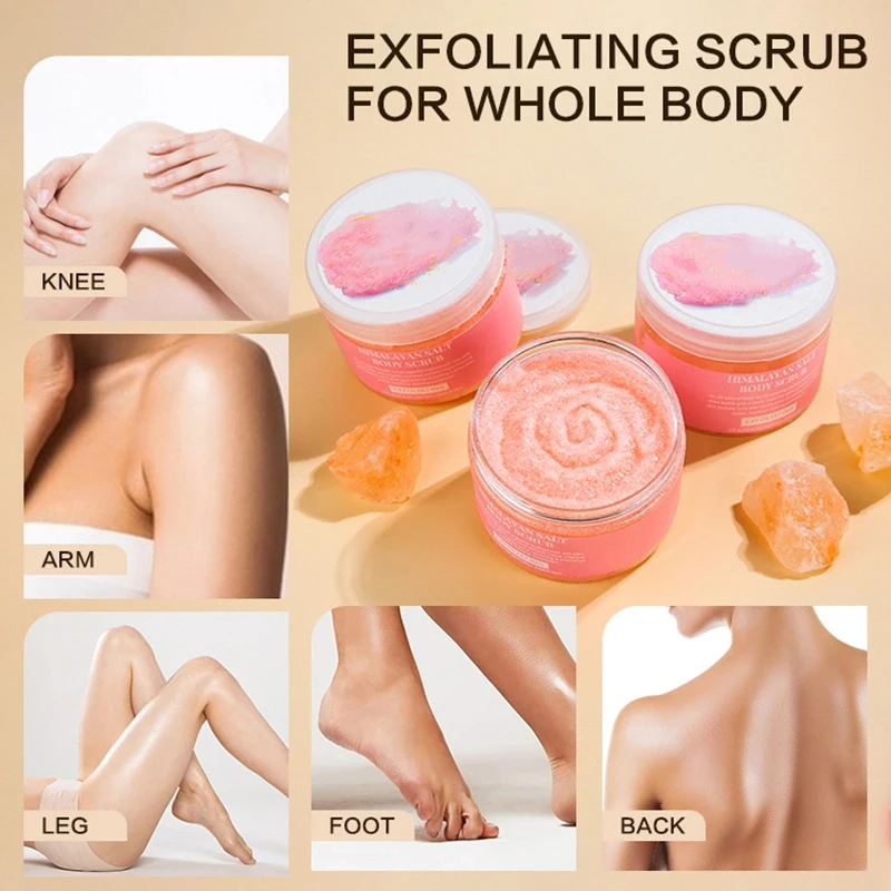 Wholesale Name Brand Rebrand Private Label No Logo Custom Print Best Selling Pure Himalayan Pink Salt Body Face Scrub Exfoliator