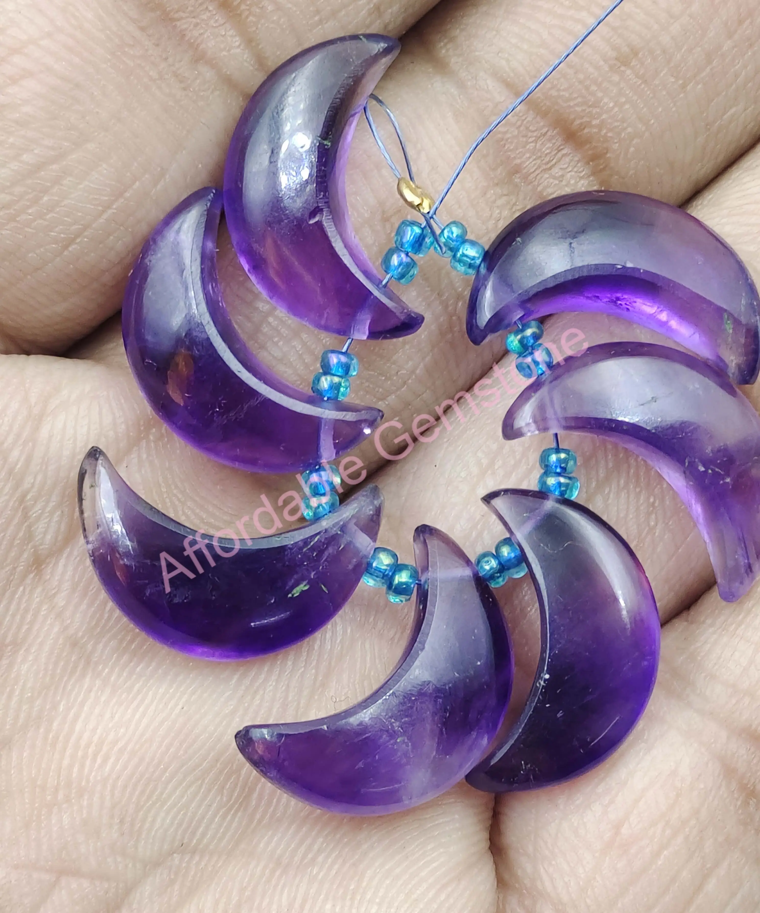 Натуральный Аметист кабошон драгоценный камень сверху бусины и драгоценные камни в форме Луны ювелирные изделия оптовая продажа из натурального камня