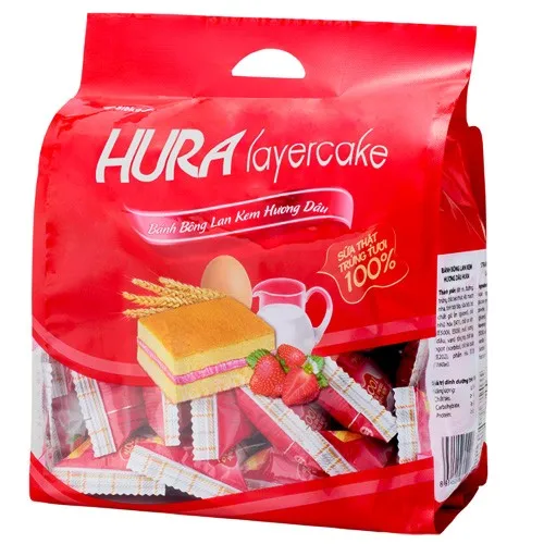 Слой торта Hura со вкусом клубники 360 г, сделано в Вьетнаме, Лучшая цена, лучший продавец, высококачественный торт