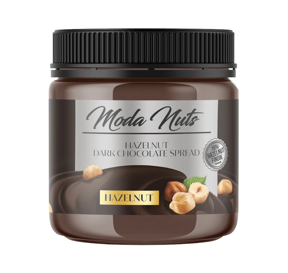 400gr. Glass Jam, Delicious,, Beet Sugar, High Protein, Moda Nuts Hazelnut Spread With Dark Chocolate