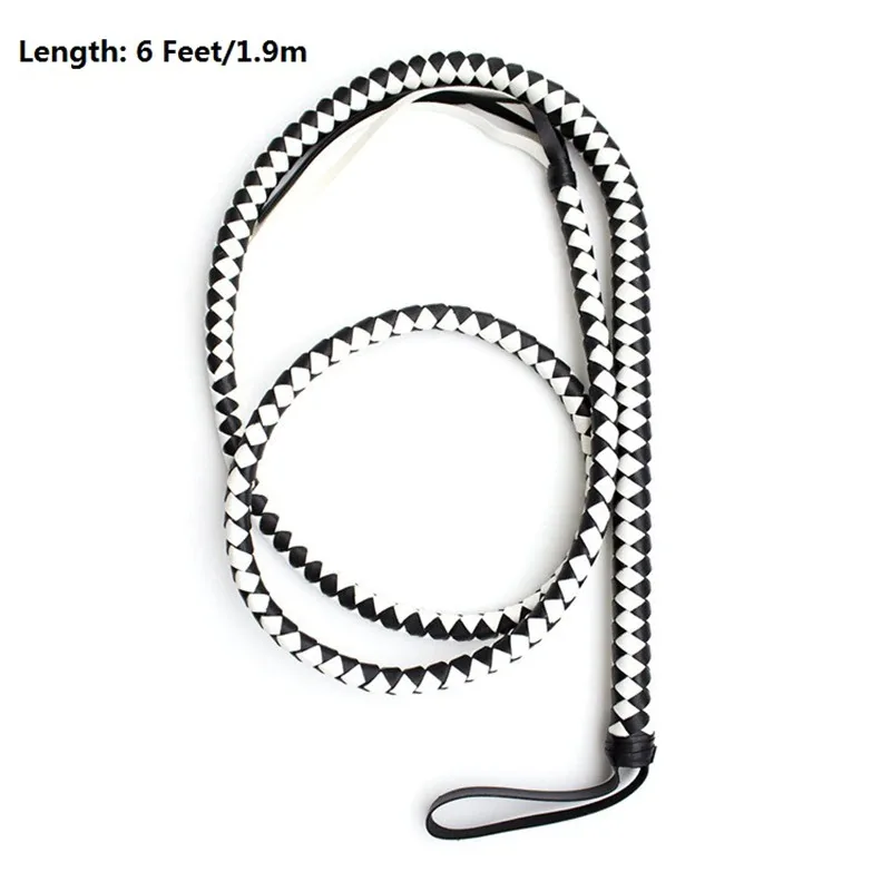 Equestrian Whip For Horse Racing Leather Horse Whip Bull Whip, 4 Plait Bullwhip, 6 Feet