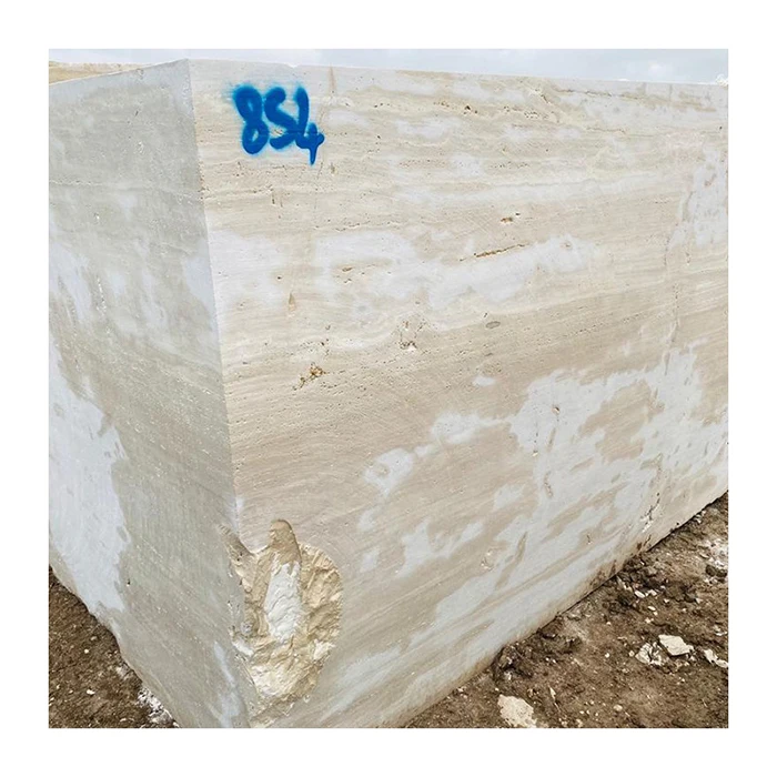 White Turkish Travertine block price ton for sale