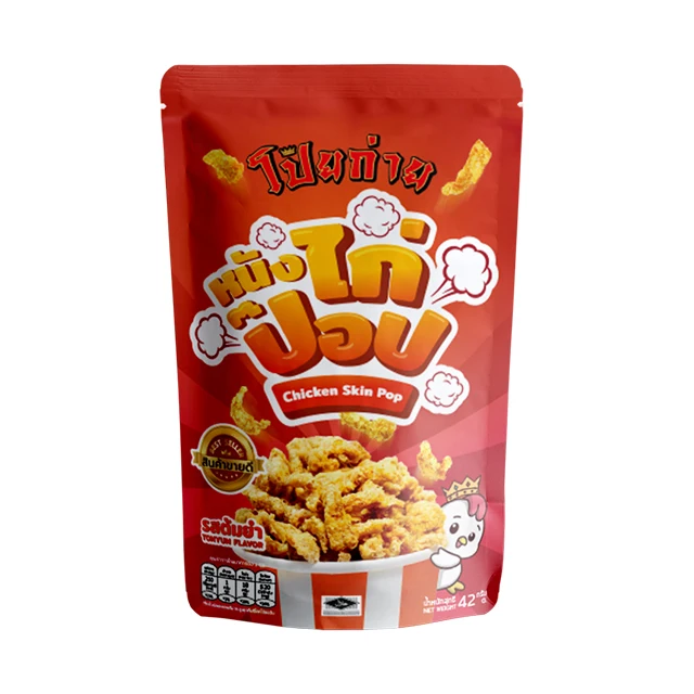 Poygai Crispy Fried Chicken Skin Pop Tom Yum Flavor 42 g. Premium Quality from Thailand for 100% Export