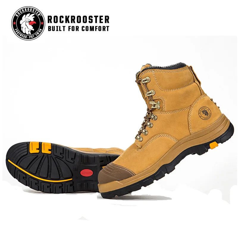 Rockrooster Wheat Laceup Safety Boots Durable Scuff Toecap And Triple Stitched  Safety Boots Mining Safety Boots