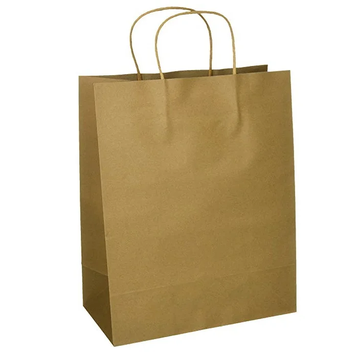 Natural Kraft Paper Bag With Twisted Handles Brown Wholesale Paper Bags Custom Size Paper Grocery Bags for Shopping