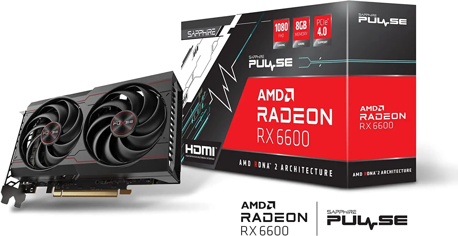 Hot selling 2021 Sapphire Technology Pulse AMD Radeon RX 6600 Gaming Graphics Card with 8GB GDDR6, AMD RDNA 2, (11310-01-20G)