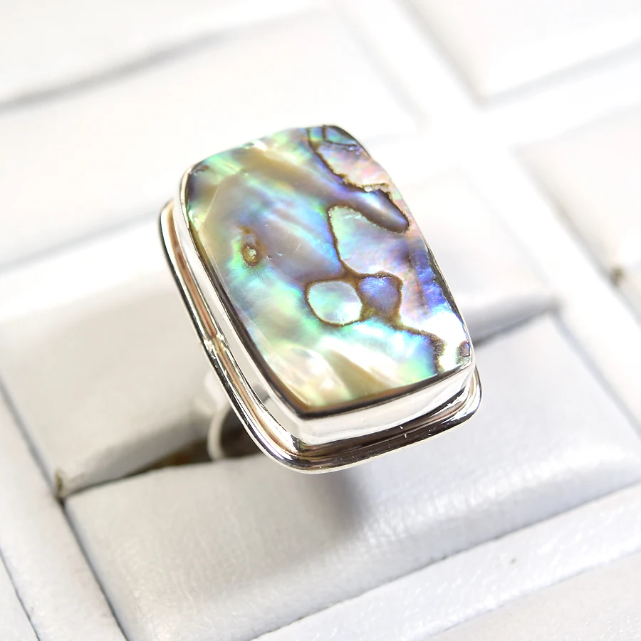 Abalone Shell Gemstone 925 Pure Silver Jewelry Women Ring