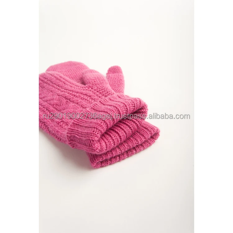 Top quality knit mittens for ladies for autumn/winter made of top grade goat down wholesale prices woolen mittens
