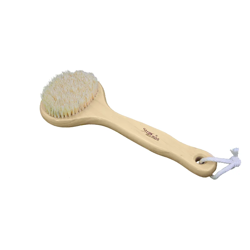 Natural Boar Bristles and Wood Long Handle Bath Brush