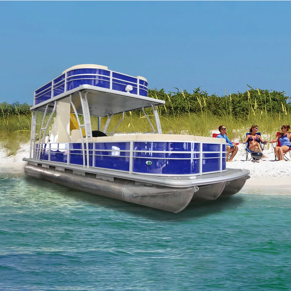 
Party Barge 26ft 30ft Double-Decker Deck Ocean Complete Tritan Seaworthy New 3 Luxury Aluminium Pontoons Motor Boats for Sale 