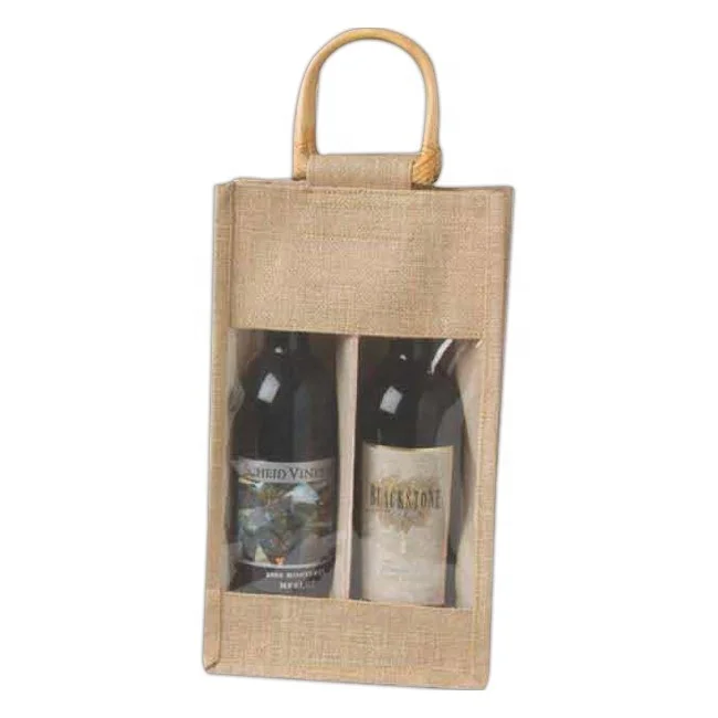 Recycled Transparent Wine Bag and Burlap Jute Gift Wine Bottle Bag at Best Price With 5% Discount