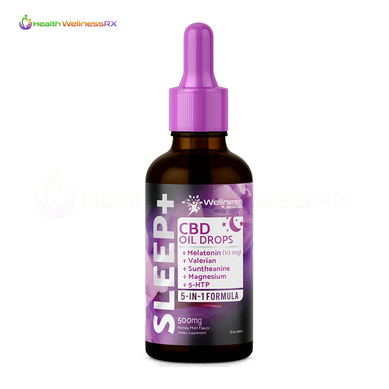 
CBD Oil Tincture Drops for Sleep & Restlessness with Melatonin, Valerian, 5-HTP, Suntheanine, Magnesium - 500mg 