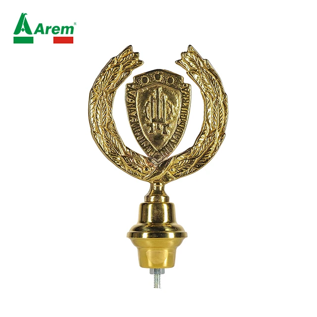 Low Moq War invalid emblem Gold Brass Hanging Decoration Flag Mounting best quality banners tips screw pole ecommerce lance