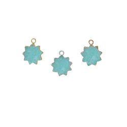 Амазонит камень золотые гальванические солнце форма кулон ювелирные изделия GS-01