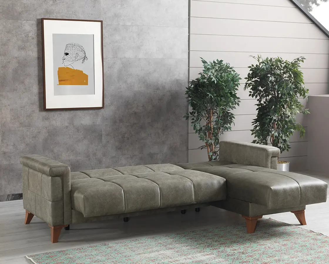 Modern Home Furniture Corner Sofa Folding Sofa Couch Sleeper Bed with Storage Living Room Sofa Livingroom Furniture 1 Sets Wood