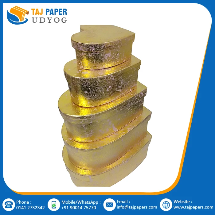 Custom Logo Gift Packaging Boxes Set of 5 Handmade Heart Shape Rigid Cardboard Empty Gift Heart Box for Sweets