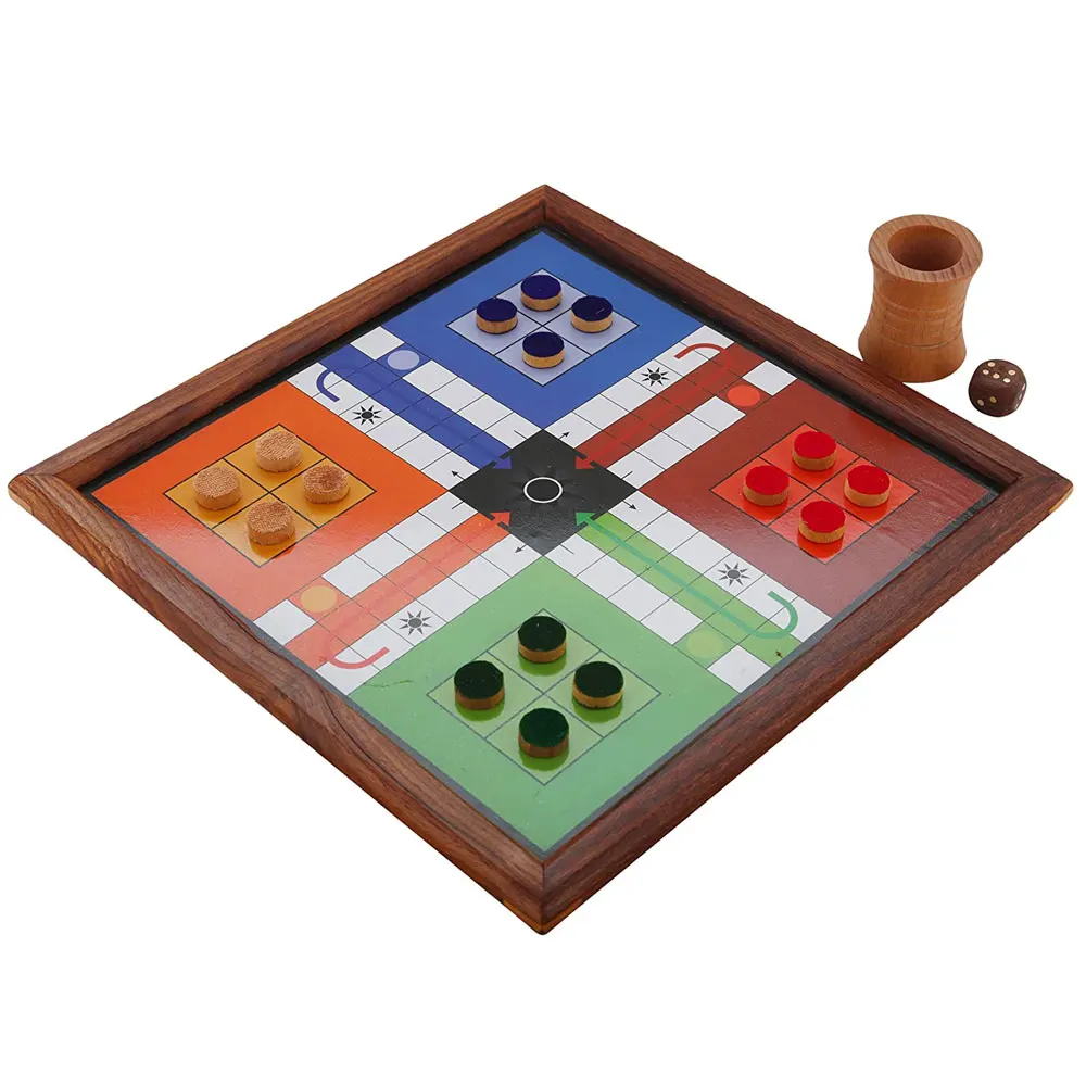 Custom Classical Ludo Board Game Chess with Wood Frame Manufacturer Organic Glass Wooden in cheap price