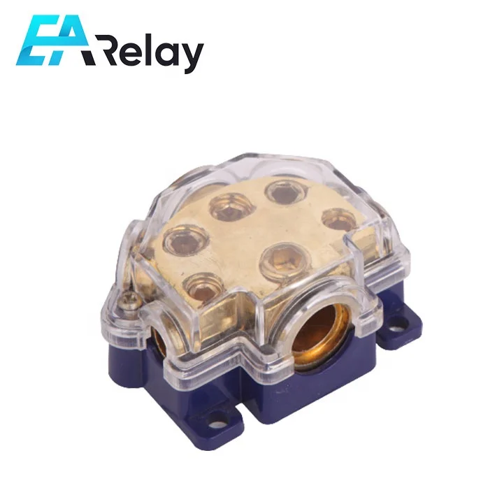 Pure Copper Auto Wire Splitter Ground Wire Breaker Negative Pole 1*0 (4) GA in + 5*4GA out